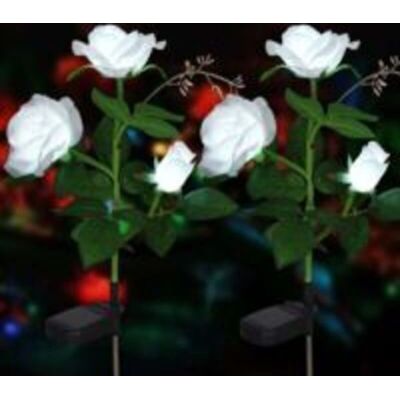 LINGHHANG - Roses LED - Blanco - IP44 - Luz solar para exterior LINGHHANG - Roses LED - Blanco - IP44 - Luz solar para exterior