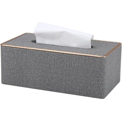 Linghhang - Tissue box cover - gray faux leather Linghhang - Tissue box cover - gray faux leather