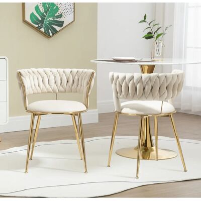 WISHDOR - Velvet Dining Chairs Set - Beige - Dining chairs WISHDOR - Velvet Dining Chairs Set - Beige - Dining chairs