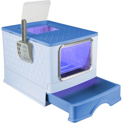AQRAU Caja de arena para gatos Azul 36x49x35 cm Lámpara UV Litter box AQRAU Caja de arena para gatos Azul 36x49x35 cm Lámpara UV Litter box