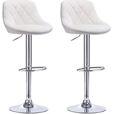 Aqrau - 2 Taburetes - Blanco - PU Leather - Bar Stool Aqrau - 2 Taburetes - Blanco - PU Leather - Bar Stool