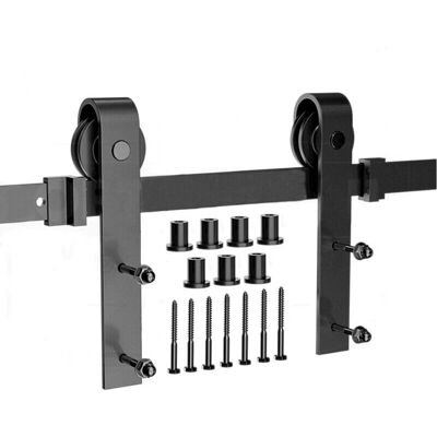 Aqrau - 244CM - 2.44 m - acero negro - Sistema de riel para puerta corredera Aqrau - 244CM - 2.44 m - acero negro - Sistema de riel para puerta corredera