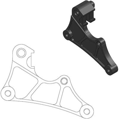 Supporto freno Kawasaki KXF 2015-2018 - 320mm, alluminio CNC Supporto freno Kawasaki KXF 2015-2018 - 320mm, alluminio CNC