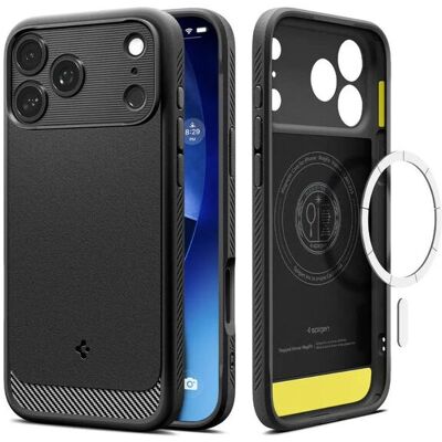 Funda resistente Spigen para iPhone 17 Pro en negro Funda resistente Spigen para iPhone 17 Pro en negro