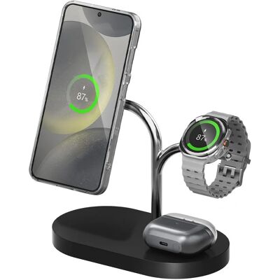 Samsung Langaton Magnettinen Laddaja 3-in-1 - Nopea Lataus - Musta Samsung Langaton Magnettinen Laddaja 3-in-1 - Nopea Lataus - Musta