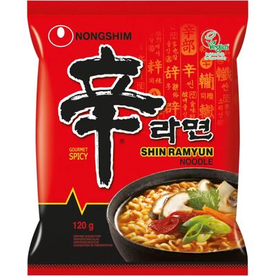Nongshim Shin Ramyun 20x120g - Nouilles instantanées épicées coréennes - Publicité Nongshim Shin Ramyun 20x120g - Nouilles instantanées épicées coréennes - Publicité