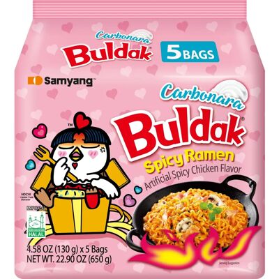 Samyang Carbo Buldak Feu Nuclear Nouilles Frites - 5 Pack - Publicité Samyang Carbo Buldak Feu Nuclear Nouilles Frites - 5 Pack - Publicité