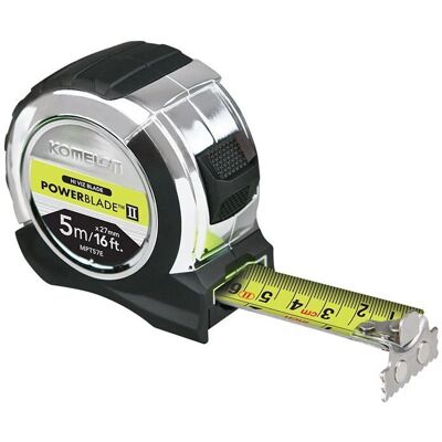 Komelon PowerBlade II Pocket Tape - 5m/16ft, 27mm, Dual graduations - Measuring Tape Komelon PowerBlade II Pocket Tape - 5m/16ft, 27mm, Dual graduations - Measuring Tape
