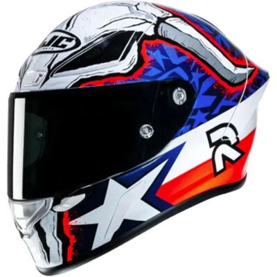 Casco de Carrera HJC Garrett Gerloff MC21 - Rojo Azul Blanco - Casco Integral Casco de Carrera HJC Garrett Gerloff MC21 - Rojo Azul Blanco - Casco Integral