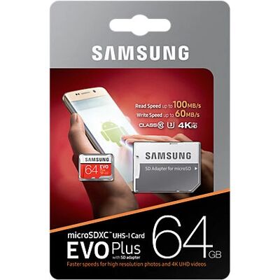 Carte Mémoire Micro SDXC 64 GB - SAMSUNG Evo plus + Adaptateur - Publicité Carte Mémoire Micro SDXC 64 GB - SAMSUNG Evo plus + Adaptateur - Publicité