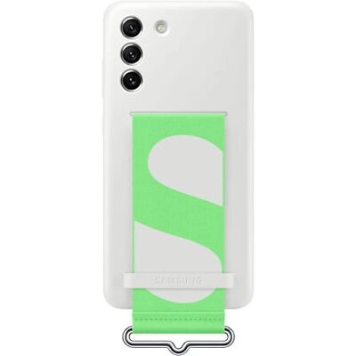 Vit silikonfodral med rem för Galaxy S21 FE - Mobilskal Vit silikonfodral med rem för Galaxy S21 FE - Mobilskal