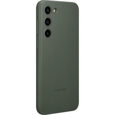 Coque en cuir pour Galaxy S23+ - Vert - Publicité Coque en cuir pour Galaxy S23+ - Vert - Publicité