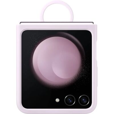Coque en silicone lavande avec anneau pour Z Flip5 - Protection - Publicité Coque en silicone lavande avec anneau pour Z Flip5 - Protection - Publicité