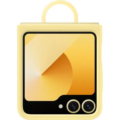 Coque en silicone Samsung Galaxy Z Flip 6 avec anneau - Jaune - Publicité Coque en silicone Samsung Galaxy Z Flip 6 avec anneau - Jaune - Publicité