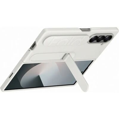 Samsung Galaxy Z Fold6 White Silicone Case - Book Style, Grip, Stand Samsung Galaxy Z Fold6 White Silicone Case - Book Style, Grip, Stand