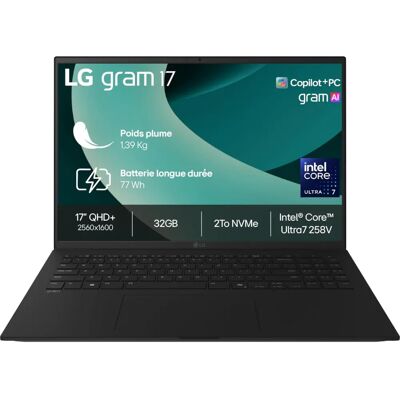 LG Gram 17 17Z90TL-G.AU8BF - Ordinateur portable avec écran QHD+ de 17 pouces, Intel Core Ultra 7, 32GB RAM, 2TB SSD, Windows 11 - Publicité LG Gram 17 17Z90TL-G.AU8BF - Ordinateur portable avec écran QHD+ de 17 pouces, Intel Core Ultra 7, 32GB RAM, 2TB SSD, Windows 11 - Publicité