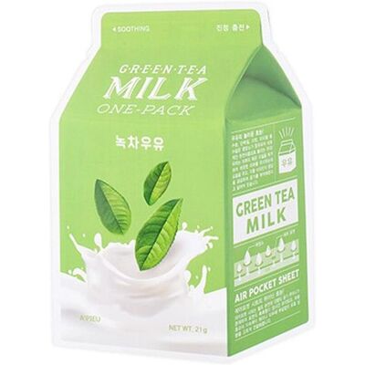 A'pieu Grüner Tee Milch Gesichtsmaske - Nährende Blattschutzmaske für Fettige Haut A'pieu Grüner Tee Milch Gesichtsmaske - Nährende Blattschutzmaske für Fettige Haut