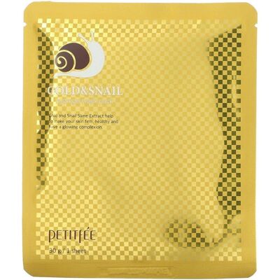 Petitfee Masca de Gel cu Aur și Melc - Pachet de 5 Petitfee Masca de Gel cu Aur și Melc - Pachet de 5
