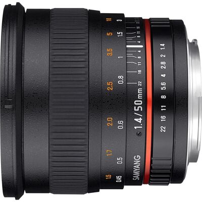 Objectif Samyang 50mm F1.4 - Monture Sony A, Noir Objectif Samyang 50mm F1.4 - Monture Sony A, Noir