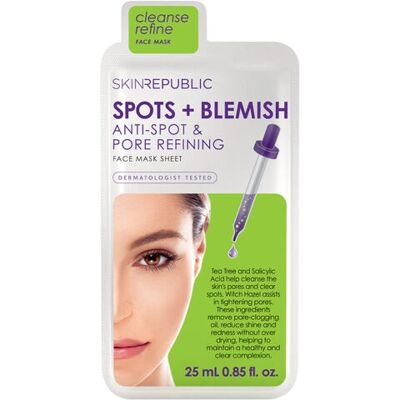 Skin Republic Spots Blemish Face Mask - Pore Refining, Anti-Spot, 25ml Skin Republic Spots Blemish Face Mask - Pore Refining, Anti-Spot, 25ml