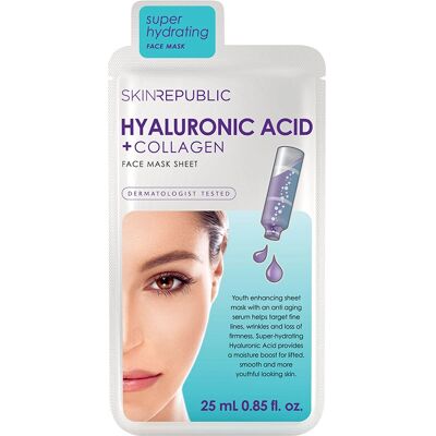 Skin Republic Hyaluronic Acid Collagen Face Mask - Hydrating Anti-Aging Sheet Skin Republic Hyaluronic Acid Collagen Face Mask - Hydrating Anti-Aging Sheet