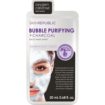 Skin Republic - Bubble Purifying Charcoal - 20ml - Blattmaske Skin Republic - Bubble Purifying Charcoal - 20ml - Blattmaske