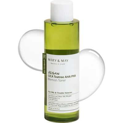 Vegan CICA Tea Tree AHA PHA Toner - Eksfolierende tonic for blandet til fet hud Vegan CICA Tea Tree AHA PHA Toner - Eksfolierende tonic for blandet til fet hud