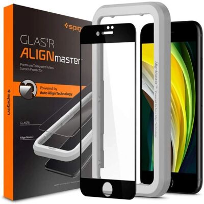 Spigen Schwarzer AlignMaster Displayschutz - Gehärtetes Glas für iPhone SE 2022/2020, 8, 7 Spigen Schwarzer AlignMaster Displayschutz - Gehärtetes Glas für iPhone SE 2022/2020, 8, 7