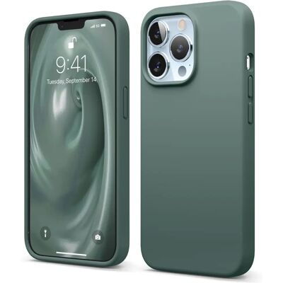 Capa de silicone verde escuro Elago para iPhone 13 Pro - Resistente a quedas & compatível com MagSafe Capa de silicone verde escuro Elago para iPhone 13 Pro - Resistente a quedas & compatível com MagSafe