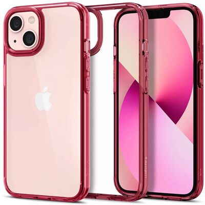 Coque Ultra Hybrid Rouge pour iPhone 13 de Spigen - Publicité Coque Ultra Hybrid Rouge pour iPhone 13 de Spigen - Publicité