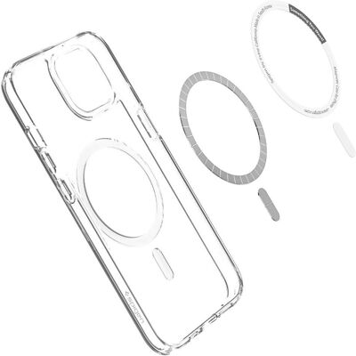 Coque MagSafe blanche pour iPhone 13 de Spigen - Publicité Coque MagSafe blanche pour iPhone 13 de Spigen - Publicité