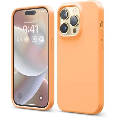 Capa de silicone laranja para iPhone 14 Pro - À prova de impactos, MagSafe Capa de silicone laranja para iPhone 14 Pro - À prova de impactos, MagSafe