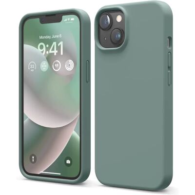 Capa de silicone Elago para iPhone 14 verde meia-noite Capa de silicone Elago para iPhone 14 verde meia-noite