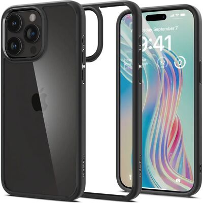 Coque Spigen Ultra Hybrid pour iPhone 15 Pro Max - Noir & Transparent - Publicité Coque Spigen Ultra Hybrid pour iPhone 15 Pro Max - Noir & Transparent - Publicité