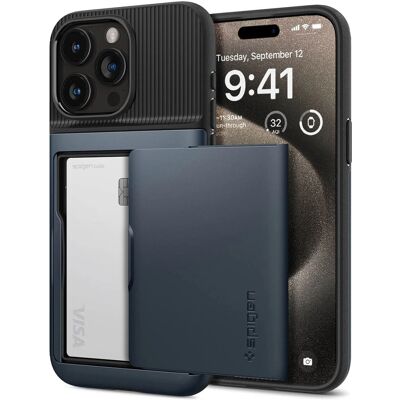 Spigen iPhone 15 Pro Max Kotelo - Tummansininen suoja Spigen iPhone 15 Pro Max Kotelo - Tummansininen suoja