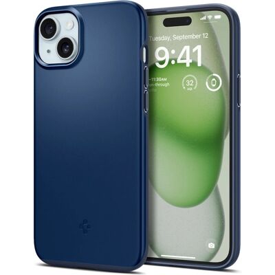 Coque Fine Fit Spigen Bleu pour iPhone 15 Plus - Publicité Coque Fine Fit Spigen Bleu pour iPhone 15 Plus - Publicité