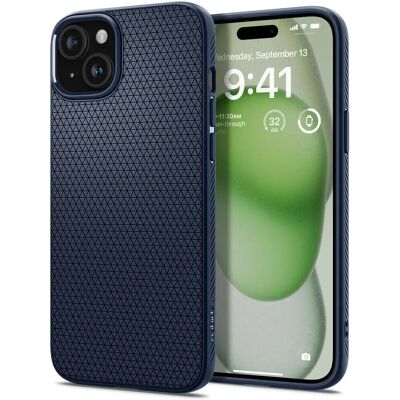Capa Spigen iPhone 15 Plus Azul Marinho - Fina, Protetora & Carregamento Sem Fio Capa Spigen iPhone 15 Plus Azul Marinho - Fina, Protetora & Carregamento Sem Fio