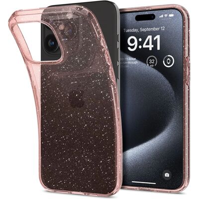Spigen iPhone 15 Pro Roosa Liquid Crystal Glitter Suojus Spigen iPhone 15 Pro Roosa Liquid Crystal Glitter Suojus