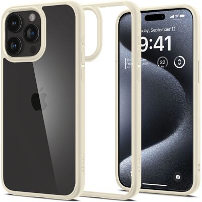 Coque Spigen Ultra Hybrid iPhone 15 Pro Beige - Étui - Publicité Coque Spigen Ultra Hybrid iPhone 15 Pro Beige - Étui - Publicité