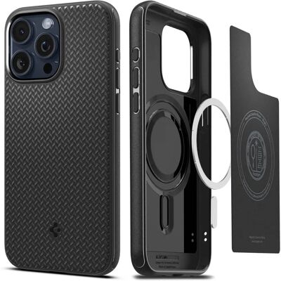 Capa Mag Safe Spigen para iPhone 15 Pro Preto - Grau Militar Capa Mag Safe Spigen para iPhone 15 Pro Preto - Grau Militar