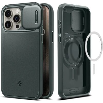 Spigen Optik Armor MagSafe Hülle für iPhone 15 Pro - Grün Spigen Optik Armor MagSafe Hülle für iPhone 15 Pro - Grün
