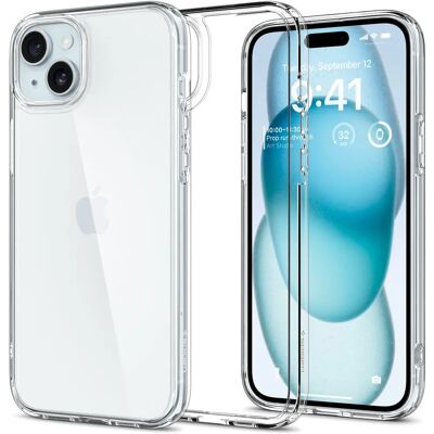 Coque Ultra Hybrid Spigen pour iPhone 15 - Transparente - Publicité Coque Ultra Hybrid Spigen pour iPhone 15 - Transparente - Publicité