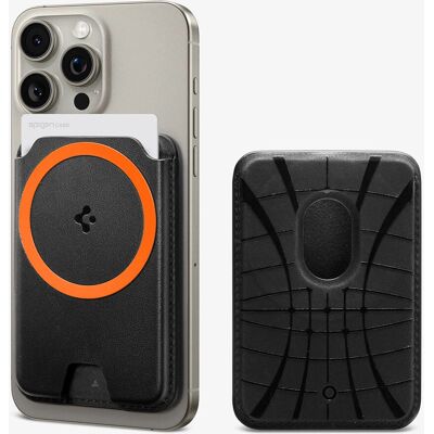 Spigen Valentinus Držák Karet - Černý, PU Kůže, Apple, MagSafe Spigen Valentinus Držák Karet - Černý, PU Kůže, Apple, MagSafe