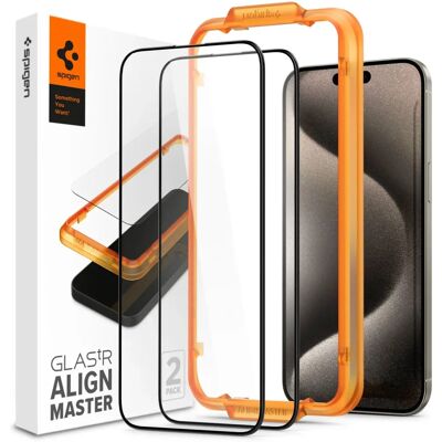 Spigen Alm Glass FC 2er-Pack - Gehärtetes Glas für iPhone 15 Pro Max 2 Stück Spigen Alm Glass FC 2er-Pack - Gehärtetes Glas für iPhone 15 Pro Max 2 Stück