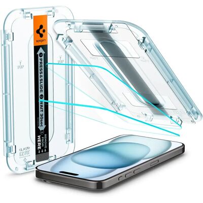 Spigen AGL06903 klar hærdet glas skærmbeskyttelse - iPhone 15 2 stk Spigen AGL06903 klar hærdet glas skærmbeskyttelse - iPhone 15 2 stk