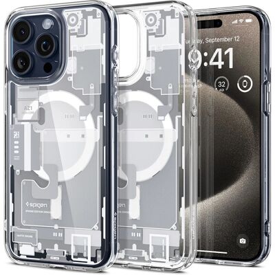 Coque résistante aux chocs blanche Spigen pour iPhone 15 Pro Max - Publicité Coque résistante aux chocs blanche Spigen pour iPhone 15 Pro Max - Publicité