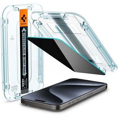 Spigen iPhone 15 Pro Schutzfolie Privacy - Mattes Glas, Stoßfest Spigen iPhone 15 Pro Schutzfolie Privacy - Mattes Glas, Stoßfest