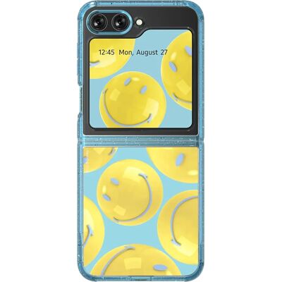 FlipSuit Kansi Galaxy Z Flip5 Smiley Sininen - Puhelimen suoja FlipSuit Kansi Galaxy Z Flip5 Smiley Sininen - Puhelimen suoja