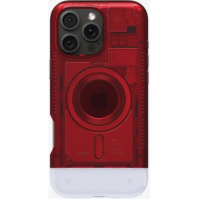 Coque Spigen C1 (MagFit) pour iPhone 16 Pro Max - Rouge - Publicité Coque Spigen C1 (MagFit) pour iPhone 16 Pro Max - Rouge - Publicité
