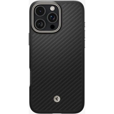 Coque Spigen Enzo Aramid MagSafe pour iPhone 16 Pro - Noir / Argent - Publicité Coque Spigen Enzo Aramid MagSafe pour iPhone 16 Pro - Noir / Argent - Publicité
